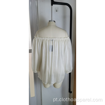 Top de ombro feminino 100% poliéster branco